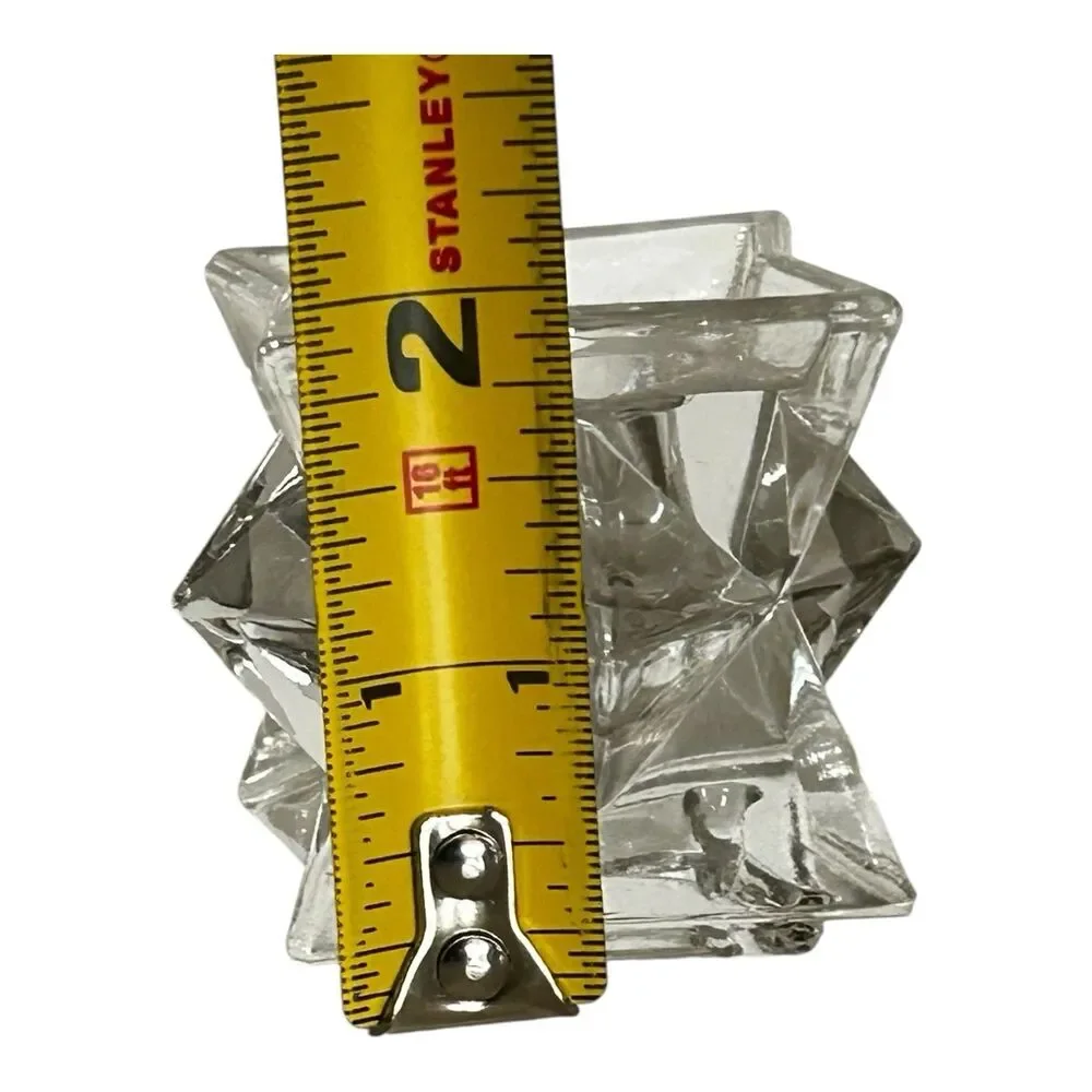 Set of 2 Vintage Avon 24% Lead Crystal Candlestick Holder Geometric Stackable